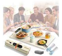 Food Warming Mat, Electric Warming Tray with 3 Level Adjustable Temperature, Silicone Hot Plates for Keeping Food Warm, Roll Up Warming Mat for Party Travel (White)