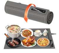 Food Warming Mat - Fast & Full Surface Heating, Silicone Warming Mat for Food with Adjustable Temperature, Warming Trays for Buffets Party, Portable Food Warmer for Countertop (Gray)
