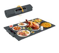 Food Warming Mat-Foldable Electric Warming Mat for Food Sillicon Food Warmer with Adjustable Temperature Control Time Moders Locking Function Warming Tray for Buffet,Party Dark Grey