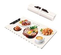 Food Warming Mat, Foldable Silicone Heating Pad with 50-100℃ 11 Temp Modes & 0-10H Timer, Locking Function Portable Electric Warming Tray for Buffet Party Home Dinners 60 x 38 cm (White)
