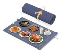 Food Warming Mat,Yeuco Food Warming Tray,Fast Full Surface Heating Mat,500W Upgraded Graphene Heating,6 Levels Temperature Settings and Timer,Roll Up Dishes Warmers for Parties Buffet