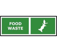 Food Waste | 15cm x 5cm | Green - Rectangle PVC Plastic Sign for Restaurants, Cafeterias, Commercial Kitchens, Waste Management | UK-Made with Renewable Energy | Low Carbon Footprint