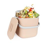 Food Waste Bin, 6.5L Plastic Compost Bin with Removable Filter Inner Bucket | Pink Kitchen Food Waste Compost Caddy Bin with Lid and Handle, Food Caddy Bins for Kitchen