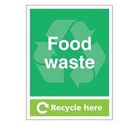 Food Waste - Recycle Here 300 x 400 mm - Self Adhesive Vinyl