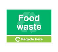 Food Waste - Recycle Here - Landscape 600 x 450 mm - Self Adhesive Vinyl