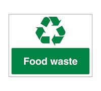 Food Waste - Recycling Symbol - Landscape 200 x 150 mm - Glow In The Dark Self Adhesive Vinyl