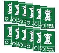 Food Waste Sticker - 12Pcs 100 * 150mm Self-Adhesive Food Waste Recycling Bin Stickers, Vinyl Removable Waterproof Bin Decal Environment Label for Home Kitchen Trash Bin - Food Waste Only Stickers