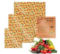 Food Wrap Roll - Effortless Beeswax Wraps | 3 Pack Wax Paper Alternative, Sustainable Solution, Eco-Friendly Reusable Beeswaxs Foodwraps Set for Foods, Zero Waste Storage Solutions, Easy Application