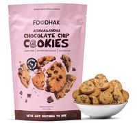 FOODHAK Ashwagandha Chocolate Chip Cookies (Pack of 1) 160g - Vegan with Millet Flour Chia Seeds Dark Chocolate Sweetened with Maple Syrup & Palm Sugar Perfect for Low GI Diets & Healthy Snacks
