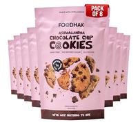FOODHAK Ashwagandha Chocolate Chip Cookies Pack of 8 (8 x 160g) - Vegan with Millet Flour Chia Seeds Dark Chocolate Sweetened with Maple Syrup & Palm Sugar Perfect for Low GI Diets & Healthy Snacks