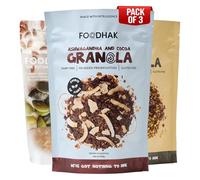 FOODHAK Breakfast Bundle Granolas Ashwagandha Pack of 3 (3 x 300g) - Cocoa, Homemade, Pumpkin Spice | Gluten-Free, Wheat-Free, Vegan & Plant-Based Healthy Granola Options Ideal for Breakfast & Snacks.