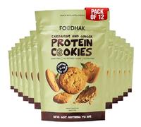 FOODHAK Ginger & Cardamom Cookies Pack of 12 (12 X 120g)-Vegan cookies with Millet Flour Coconut Oil & Chia Seeds-Oven Baked with Protein Source-Cardamom Cookies with Maple Syrup & Coconut Palm Sugar.