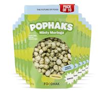 FOODHAK Minty Moringa Pophaks Pack of 10 (10 x 25g) - Healthy Vegan Snacks with Popped Lotus Seeds & Moringa Powder, Snacks Alternative to Popcorn, Seasoning with Extra Virgin Olive Oil & Black Pepper
