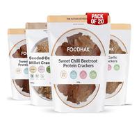 FOODHAK Protein Gluten Free Crackers Pack of 20 (20 x 100g), Plant-Based, High-Protein, Low-Carb Snacks with Chia, Pumpkin & Sunflower Seeds-Includes Beetroot, Rosemary Garlic & Omega Millet Flavours.