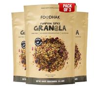 FOODHAK Pumpkin Spice Granola Pack of 3 (3 x 300g) Crunchy Granola with Premium Gluten-Free Oats | Maple Syrup, Pumpkin Seeds, Fibre Rich & No Added Refined Sugar | Ashwagandha Vegan Snacks.