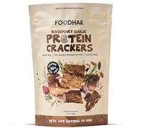 FOODHAK Rosemary and Garlic Protein Crackers Gluten-Free Healthy Snack with Chia, Pumpkin, Flaxseed, and Sunflower Seeds - Plant-Based, High-Protein, Oven-Baked, Resealable (100g)