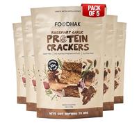 FOODHAK Rosemary and Garlic Protein Gluten Free Crackers Pack of 5 (5 x 100g) with Chia - Pumpkin, Flaxseed, and Sunflower Seeds - Plant-Based, High-Protein & Healthy Snack, Oven-Baked, Resealable