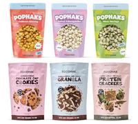 Foodhak Snack Bundle - Low Calories Pophaks with 3 Flavors, High-Protein Crackers, Vegan Cookies with Millet Flour Coconut Oil and Chia Seeds, Plant-Based, Gluten-Free, Fibre Rich Healthy Granola
