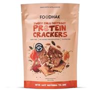 FOODHAK Sweet Chilli Beetroot Protein Gluten Free Crackers - Healthy Ingredients Snack with Pumpkin & Chia Seeds, Vegan Crackers Beneficial for Maintaining Healthy Muscles & Bones (100g)