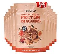 FOODHAK Sweet Chilli Beetroot Protein Gluten Free Crackers Pack of 10 (10 x 100g)-Healthy Ingredients Snack with Pumpkin & Chia Seeds-Vegan Crackers Beneficial for Maintaining Healthy Muscles & Bones.