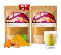 FOODHAK Turmeric Latte Blend with Ashwagandha & Jaggery Pack of 2 (2 x 150g)- Ayurvedic Golden Milk Powder for Hormone Balance Energy & Vitality Enhancement Turmeric powder with Ginger Tea & Cinnamon.