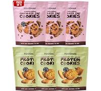 FOODHAK Vegan Cookies Pack of 6 - Ginger Cardamom (3 x 50g) & Ashwagandha Chocolate Chip (3 x 50g), Gluten & Dairy Free, Millet Flour, Coconut Oil, Chia Seeds, Maple Syrup & Coconut Sugar.