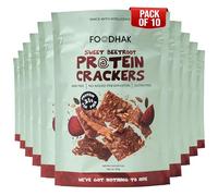 FOODHAKS Sweet Beetroot Protein Gluten Free Crackers Pack of 10 (10 x 100g)-High Protein Healthy Snacks-Tasty Snacks with Pumpkin & Chia Seeds-High Protein Crackers with Flaxseed Millet Flour