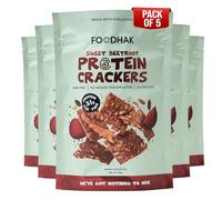 FOODHAKS Sweet Beetroot Protein Gluten Free Crackers Pack of 5 (5 x 100g) - High Protein Healthy Snacks-Tasty Snacks with Pumpkin & Chia Seeds-Organic High Protein Crackers with Flaxseed Millet Flour.