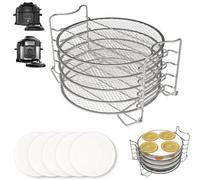 Foodi Dehydrator Rack & Dehydrator Sheets for Ninja Foodi Air Fryer 6.5/8 Quart and Pressure Cooker, Drying Rack for Instant Pot Accessories 8 Qt, Stainless Steel Stand with 5 Packs Dehydrating Mats