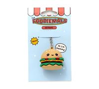 Puckator Hammy the Burger Foodiemals 3D PVC Keyring - Mothers Day Gifts Key Ring Keyrings Tags - Cool Keyrings Hoop Clip Fobs - Funny Cute Car Men's Accessories Stuff For Men Women - Trinket