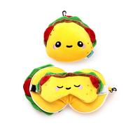 Relaxeazzz Foodiemals Frida the Taco Travel Pillow & Eye Mask - Sleep Eye Mask Masks - Kids Travel Accessories For Sleeping Airplane - Flight Plane Neck Pillow Pillows