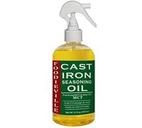 Foodieville Cast Iron Oil Non-stick Conditioner for Seasoning Skillets,Griddles, Flat Top Grills, Dutch Ovens with Oils of Flax, Sesame, and MCT, 12 fl. oz.with sprayer by Creation Farm