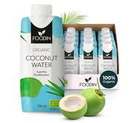 Foodin Organic Coconut Water - 100% Natural Coconut Water with Electrolytes - Gluten Free, Low Calorie, Fat Free, Vegan - Pack of 12 (12 x 330 ml)