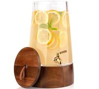 FOODLE Large Glass Drink Dispenser with Spigot - Glass Beverage Dispenser with Stand - Perfect for Parties & Weddings - Pitcher for Lemonade, Water, Sangria, Punch & Juice - Leakproof