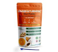 FoodPURA 135g Ginger & Turmeric Shot Drink Powder 135 Servings with Orange Cayenne Black Pepper Vitamin C & Zinc 100% RDA Natural Supplement No Added Sugar Immunity Energy & Inflammation Support