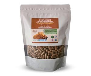 FoodPURA 365 x 1200mg High Strength Ceylon Cinnamon Capsules Combats Sugar Cravings Supports Blood Sugar Control & Weight Management HACCP Certified, Manufactured in The UK by FoodPURA (365)