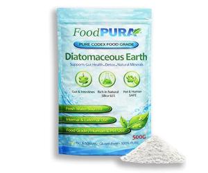 FoodPURA 500G CODEX Food Grade White Diatomaceous Earth - Freshwater Sourced Peruvian DE - Ultra Fine Natural Silica Powder - Human Food Grade - Resealable pouch - Rich in 92% Good Natural Silica