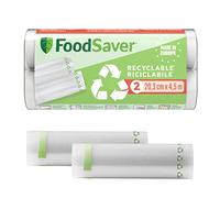 FoodSaver Vacuum Sealer Rolls| Recyclable & Reusable Food Bags | Keeps Food Fresh up to 5x Longer | BPA-Free | 2 x Freezer & Simmer-Safe Vacuum Rolls (20 cm x 4.5 m)