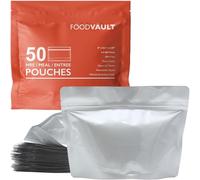 FoodVault 50-Pack MRE Mylar Bags [8 Mil per Side - 9" x 6.5" x 4.25"] Stand-Up Zipper Pouches Perfect for Freeze Drying, Backpacking & Long-Term Food Storage