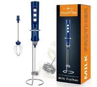 FoodVille MF02 Rechargeable Milk Frother Handheld Foam Maker with Stainless Whisk for Cappuccino, Latte, Bulletproof Coffee, Keto Diet, Protein Powder, Matcha (Classic Blue)