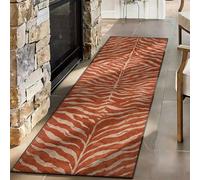 FOOGENG Boho Tiger Print Hallway Runner Rug 60x180cm Animal Pattern Carpet | Washable boho autumn runner rug with secure non-slip backing. Noise-reducing fabric for a quiet home.