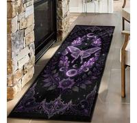 FOOGENG Gothic Astrology Compass Runner Rug, Purple Celestial Mat 100x200cm | Mystical Zodiac Rune Carpet, Dark Witchy All-Seeing Eye Floor Decor for Tarot Room, Lounge and Hallway
