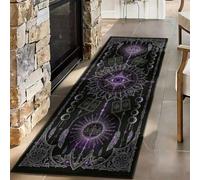 FOOGENG Gothic Butterfly Runner Rug, Purple Crystal Moon Mat 100x200cm | Mystical Floral Vine Carpet, Dark Witchy Star Aesthetic Floor Decor for Tarot Room, Lounge and Hallway