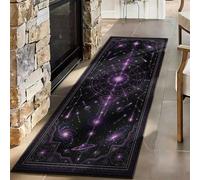 FOOGENG Gothic Cosmic Astrolabe Runner Rug, Purple Planet Mat 100x300cm | Mystical Zodiac Nebula Carpet, Dark Witchy Astronomy Floor Decor for Tarot Room, Lounge and Corridor