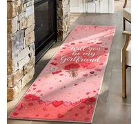 FOOGENG Will You Be My Girlfriend Rug, Valentine's Day Runner 60x240cm, | Love Heart Runner Rug for Bedroom, Living Room, Hallway and Home Decor