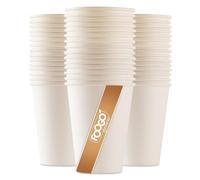 FOOGO Green 1000pcs 12oz Disposable Strong Single-Wall White Paper Coffee Cups, FSC® Certified, Fully Compostable, Takeaway, Paper Cups for Hot Drinks, Parties, Eco-Friendly