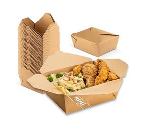 FOOGO Green 1000pcs Medium Kraft Food Boxes 1400ml (50oz), 16.8x13.5x6.5cm