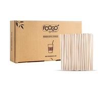 FOOGO Green 1000pcs Wooden Coffee Stirrers, Extra Long 14cm / 5.5", FSC® Certified, Cocktail Stirrers, Wooden Sticks for Craft, for Cold and Hot Drinks, Eco-Friendly, Compostable and Sturdy