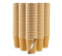 FOOGO Green 100pcs 12oz Disposable Strong Triple-Wall Brown Paper Coffee Cups, FSC® Certified, Fully Compostable, for Hot Drinks, Heat-Resistant Ripple Design, Takeaway Coffee Cups, Party