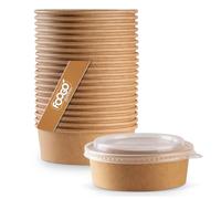 FOOGO Green 100Pcs 500ml 18oz Kraft Salad Bowls with Lids